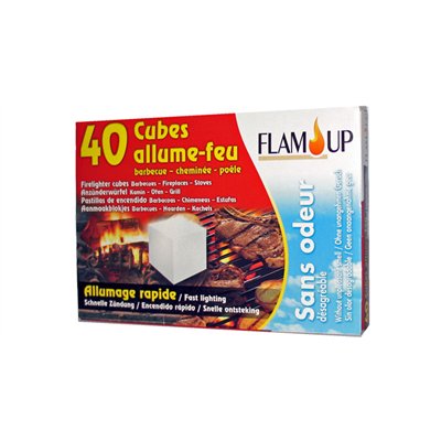 FLAM UP - 40 Cubes Allume-Feu Rapide Sans Odeur