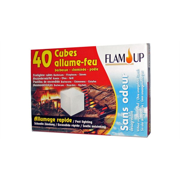 FLAM UP - 40 Cubes Allume-Feu Rapide Sans Odeur