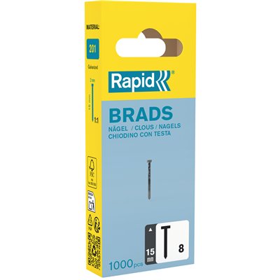 RAPID - Agrafe pointe type 8/15mm galva blister de 1000