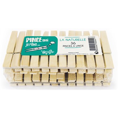 COPEFA - Pince à linge La Naturelle bois - Lot de 36