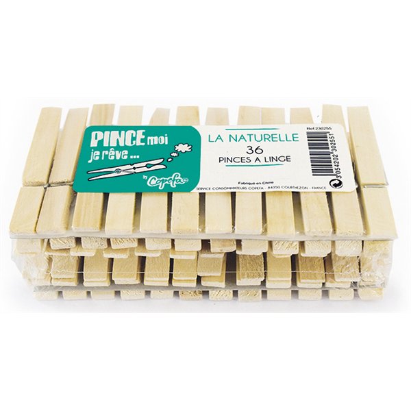 COPEFA - Pince à linge La Naturelle bois - Lot de 36