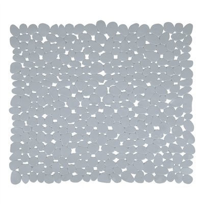 M S V - Tapis Fond de Douche PVC Galet 53x53cm Gris