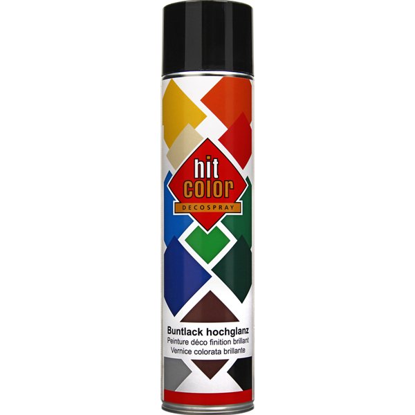 HITCOLOR - Peinture Brillante HitColor Aérosol 600ml Noir foncé