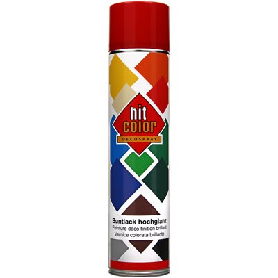 HITCOLOR - Peinture Brillante HitColor Aérosol 600ml Rouge feu