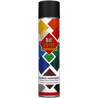 HITCOLOR - Peinture Satin HitColor Aérosol 600ml noire