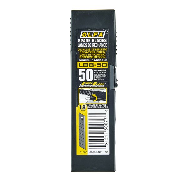 ROMUS - Lames de Cutter Olfa Noires LBB 50 18mm x50