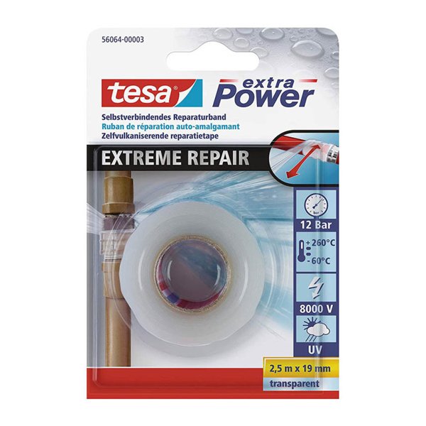 TESA - Ruban de Réparation Extreme Repair Transparent 2.5m x 19mm