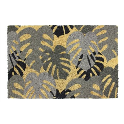 BTB - Tapis Coco Imprimé Feuillage Noir & Blanc 40x60cm