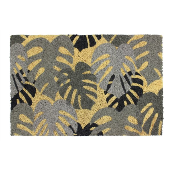 BTB - Tapis Coco Imprimé Feuillage Noir & Blanc 40x60cm