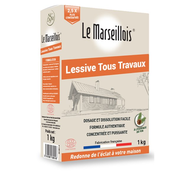 LE MARSEILLOIS - Lessive tous travaux à l'essence de pin ecocert  1kg