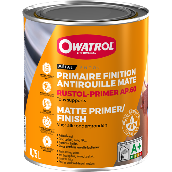 OWATROL - Rustol Primer AP60 Primaire Finition Antirouille Mate 0.75L