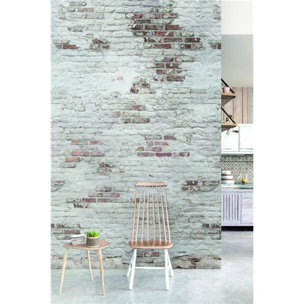 DECOR DESIGN - EP6101 Papier Peint Panoramique Mur de Briques Blanc 159x280cm