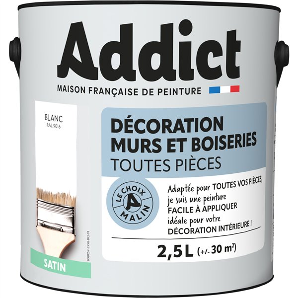 ADDICT - Peinture Décoration Murs et Boiseries Satin 2.5L