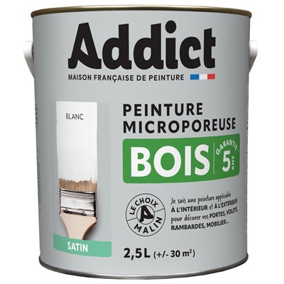ADDICT - Peinture Bois Satin Microporeuse 2.5L