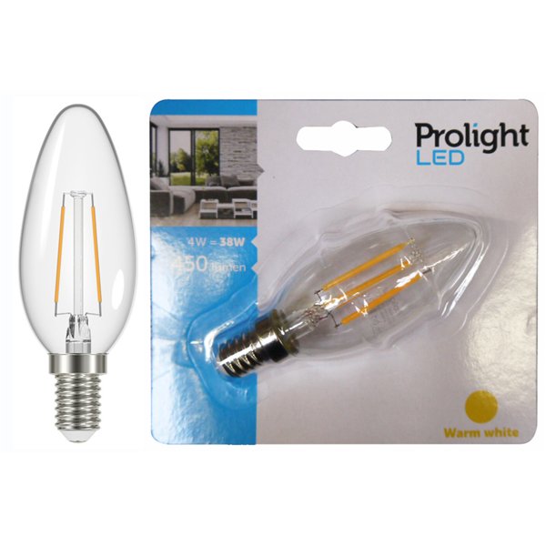 PROLIGHT - Ampoule Flamme LED Filament E14 WW Transparente
