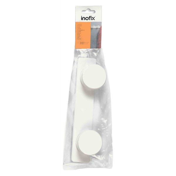 INOFIX - Portemanteau Double Plastique Blanc en Sachet Accrochable