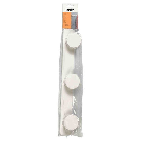 INOFIX - Portemanteau Triple Plastique Blanc en Sachet Accrochable
