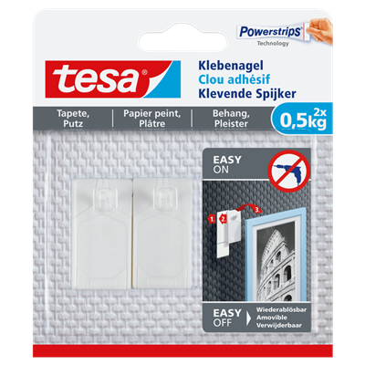 TESA - Clou Adhésif Surfaces Texturées 0.5kg Lot de 2 Sous Blister
