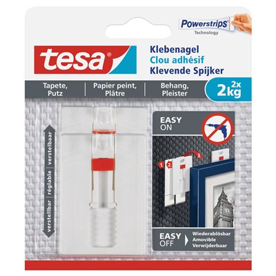TESA - Clou adhésif ajustable papier peint plâtre 2kg blister x2