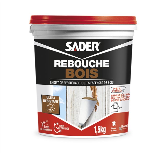 SADER - Enduit de rebouchage bois - pâte 1,5 Kg