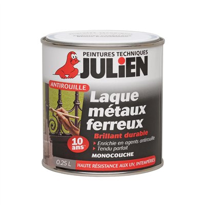 JULIEN - Peinture Laque Antirouille Métaux Ferreux Brillant 0.25L