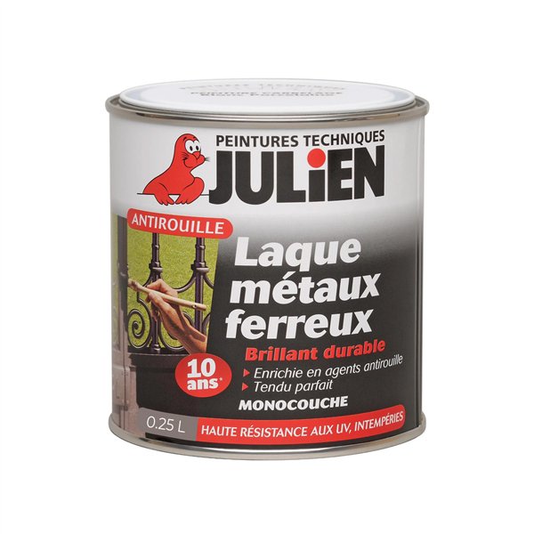 JULIEN - Peinture Laque Antirouille Métaux Ferreux Brillant 0.25L