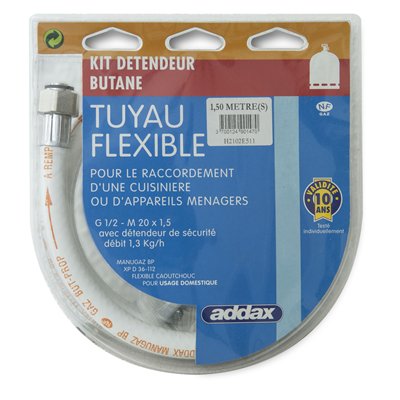 ADDAX - Kit Butane Flexible+Détendeur 1m5 Manugaz - 10ans en Blister