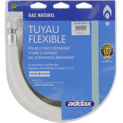 ADDAX - Tuyau Flexible Souple Gaz Naturel MANUGAZ à Visser - 10ans en Blister