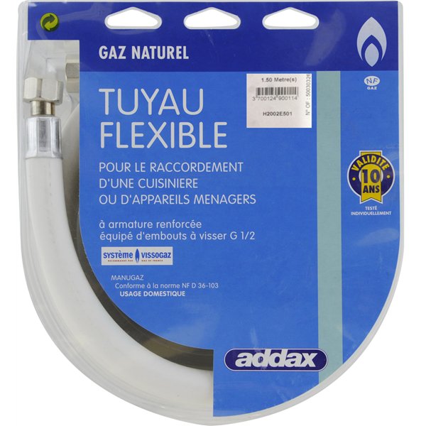 ADDAX - Tuyau Flexible Souple Gaz Naturel MANUGAZ à Visser - 10ans en Blister