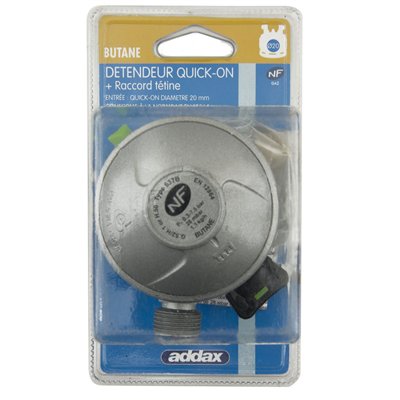 ADDAX - Détendeur QUICK-ON Butane Avec Tétine Ø20 NF GAZ en Blister