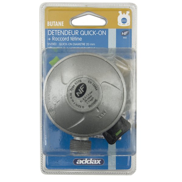 ADDAX - Détendeur QUICK-ON Butane Avec Tétine Ø20 NF GAZ en Blister