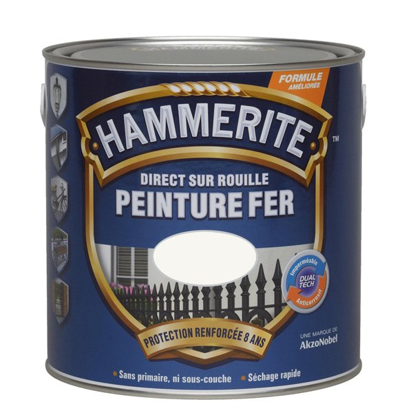 HAMMERITE - Hammerite fer bril.laque 0.25l blc 070731