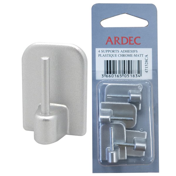 ARDEC - Supports Adhésifs Plastique Nickel Blister de 4