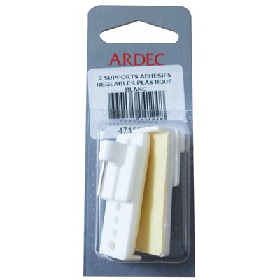 ARDEC - Supports Adhésifs Réglables en Plastique Blanc Blister de 2
