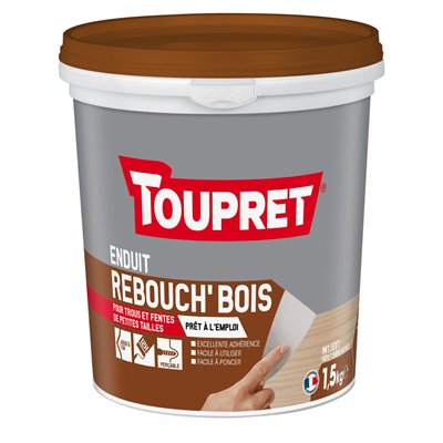 TOUPRET - Enduit rebouch bois pâte intérieur extérieur 1.5kg