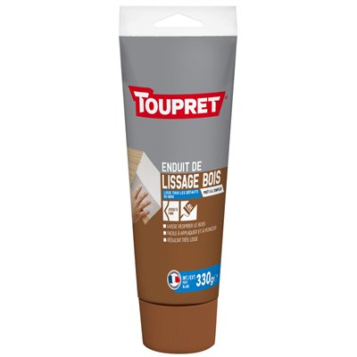 TOUPRET - Enduit lissage bois pâte intérieur extérieur 330g blanc