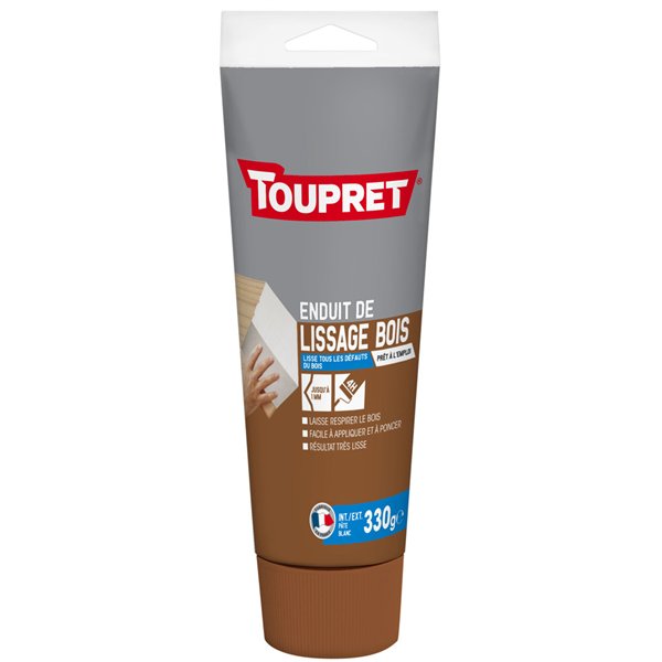 TOUPRET - Enduit lissage bois pâte intérieur extérieur 330g blanc