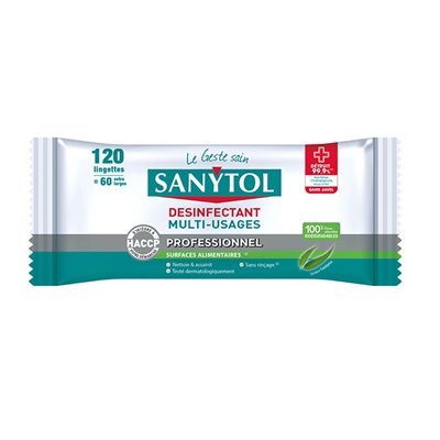 SANYTOL - Lingettes Nettoyantes Désinfectantes Eucalyptus x120