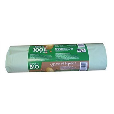 SCHWEITZER - Sacs Poubelle 100L Biodégradable Rouleau de 15