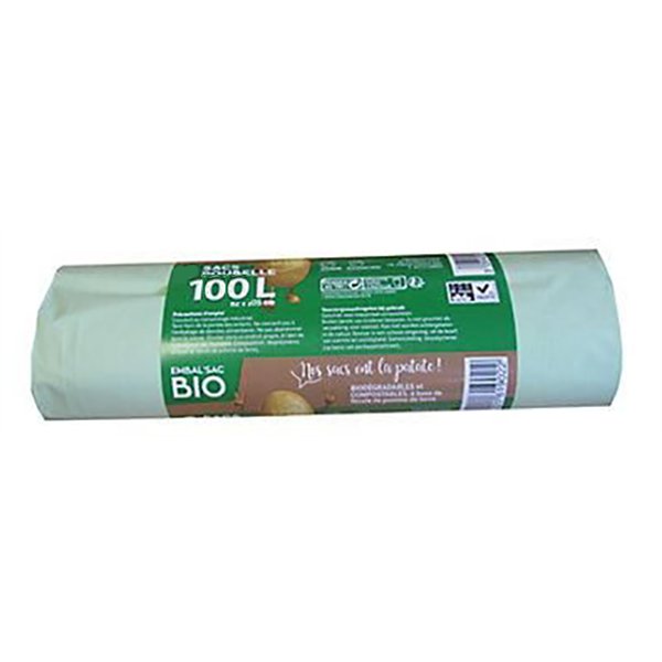 SCHWEITZER - Sacs Poubelle 100L Biodégradable Rouleau de 15