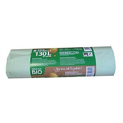 SCHWEITZER - Sacs Poubelle 130L Biodégradable Rouleau de 6