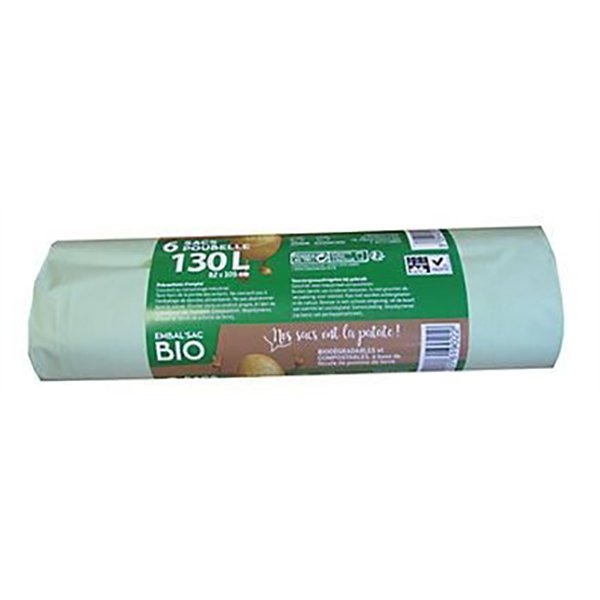 SCHWEITZER - Sacs Poubelle 130L Biodégradable Rouleau de 6