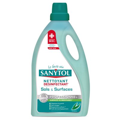 SANYTOL - Nettoyant Désinfectant Sols & Surfaces Eucalyptus Flacon de 5L