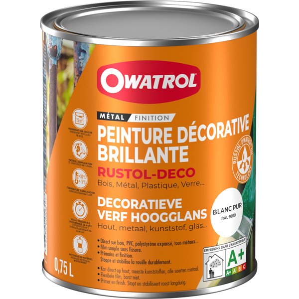 OWATROL - Durieu rustol déco antirouille 0.75l blanc ral 9100