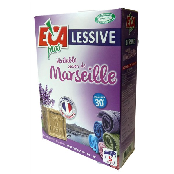 ECA PROS - Lessive poudre savon de Marseille 5 lavages 675 g