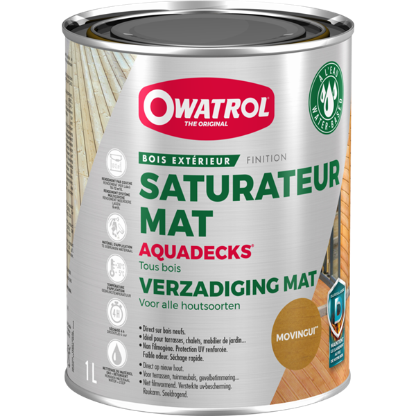 OWATROL - Aquadeck Saturateur Bois en Phase Aqueuse 1L
