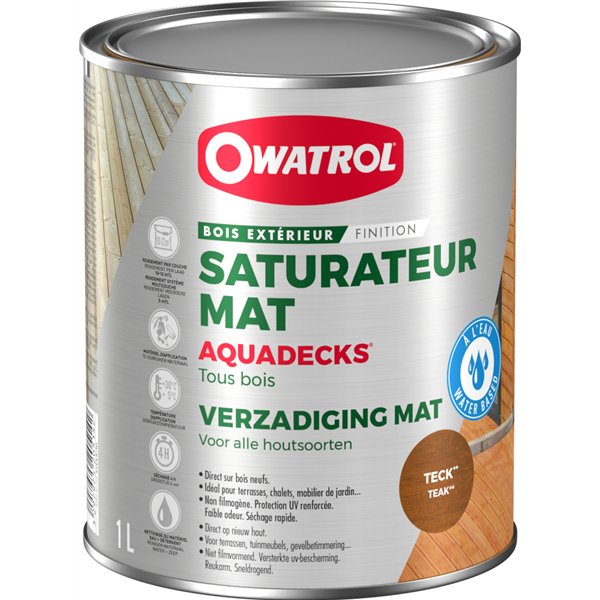 OWATROL - Aquadeck Saturateur Bois en Phase Aqueuse 1L