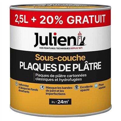 JULIEN - J6 - Sous-couche Plaques de Plâtre 2.5L +20% Gratuit