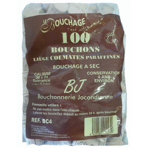 BOUCHONNERIE JOCONDI - Bouchon cylin.38x24colmat.sac100