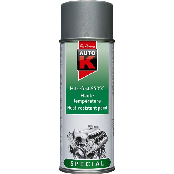 AUTO K - Peinture Haute Température 650°C Argent Aérosol 400ml